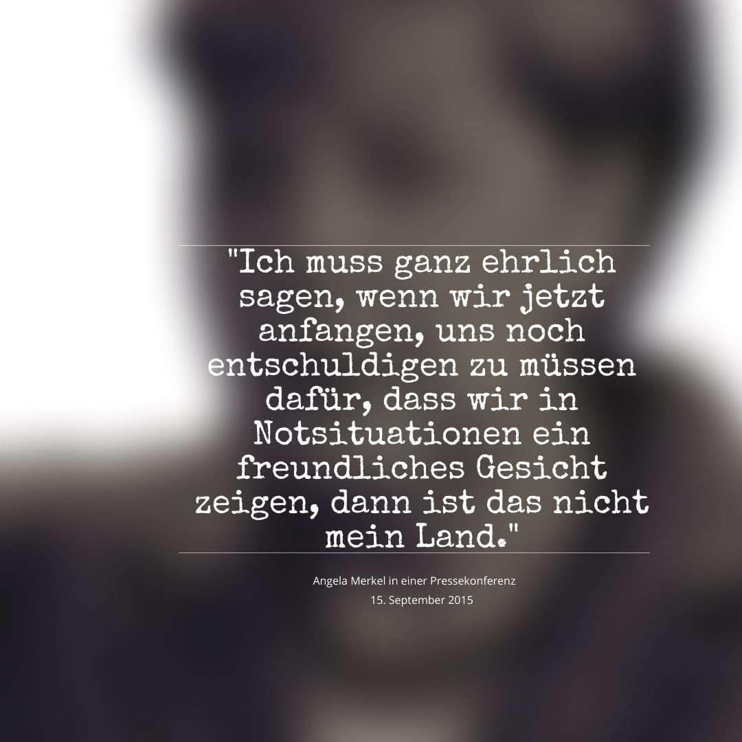 Angela Merkel zum Thema "Flüchtlinge" im Jahr 2015.
