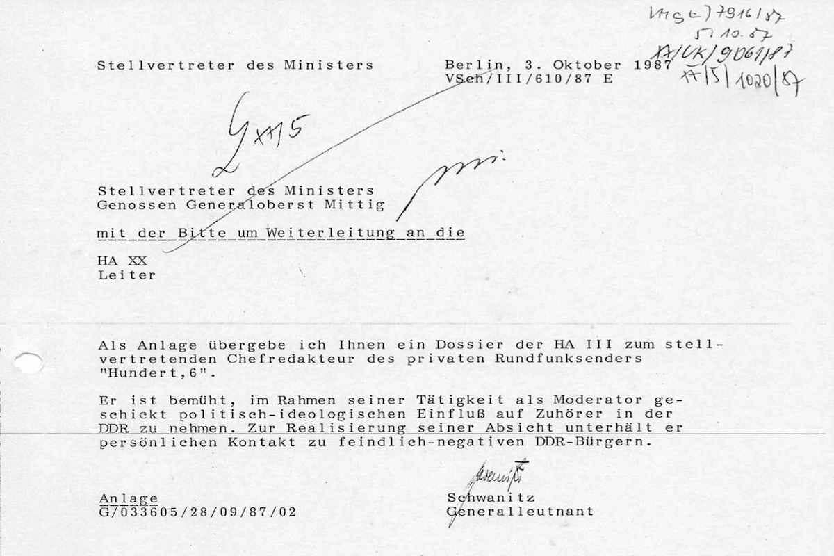 Auch ein Ergebnis der Mauer: Original Stasi-Akte