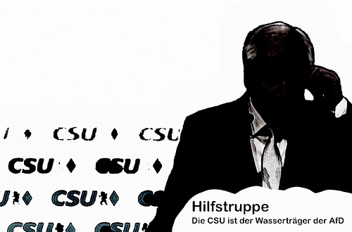 Collage mit CSU-Chef Seehofer und dem Text: "Hilfstruppe - Die CSU ist der Wasserträger der AfD"