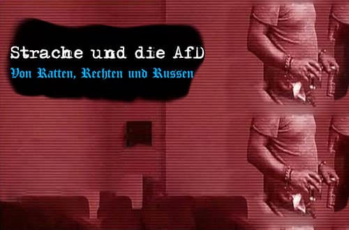Artikelbild, in rötlichem Braun gehalten. Darauf der Text: "Strache und die AfD": Von Ratten. Rechten und Russen."