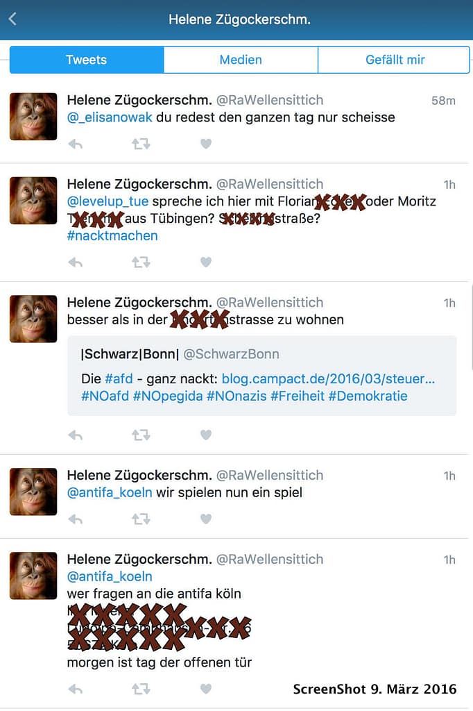 Ein Screenshot/Bildschrimfoto, in dem die sog. AfD Kritikern droht.